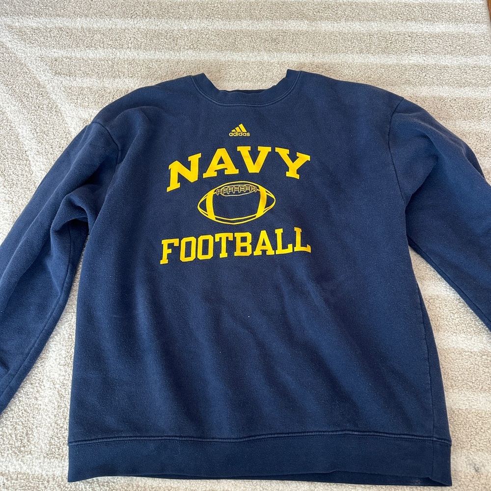 Adidas Navy and Yellow Crewneck Sweater